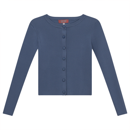Cropped Knit Cardigan Dusty Blue