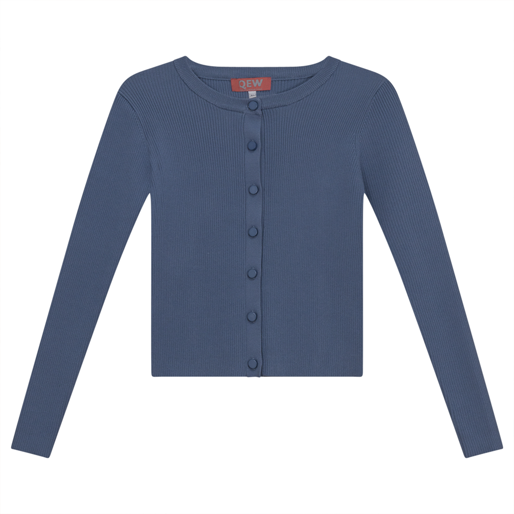 Cropped Knit Cardigan Dusty Blue