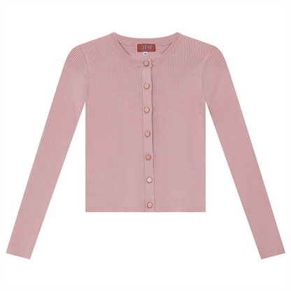 Cropped Knit Cardigan Light Dusty Pink