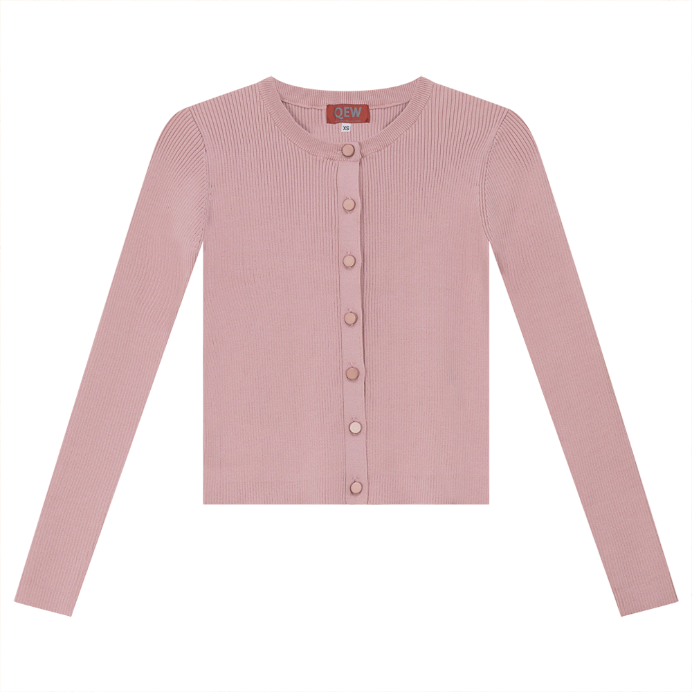 Cropped Knit Cardigan Light Dusty Pink