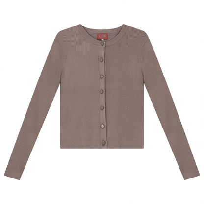 Cropped Knit Cardigan Stone