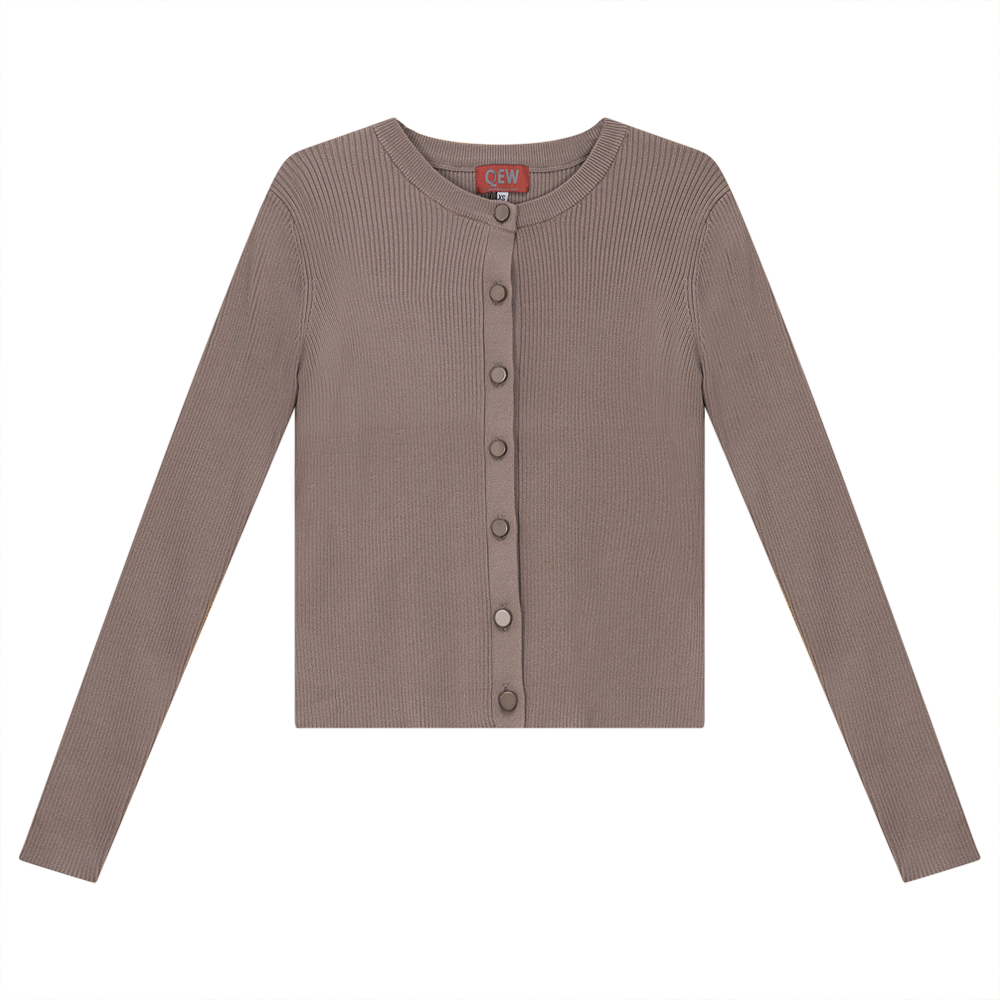 Cropped Knit Cardigan Stone