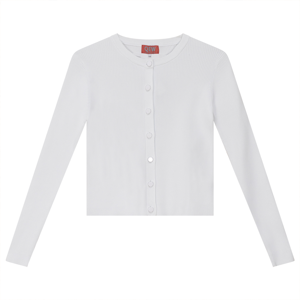 Cropped Knit Cardigan White