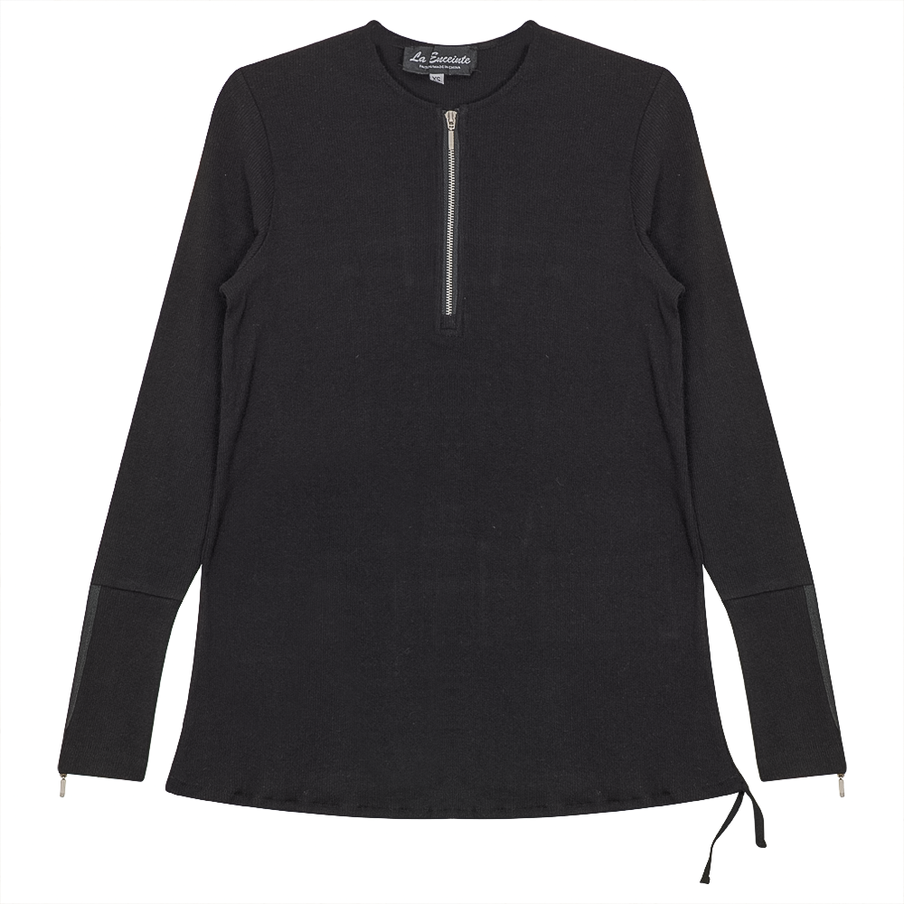 Ribbed Henley Maternity Top Black