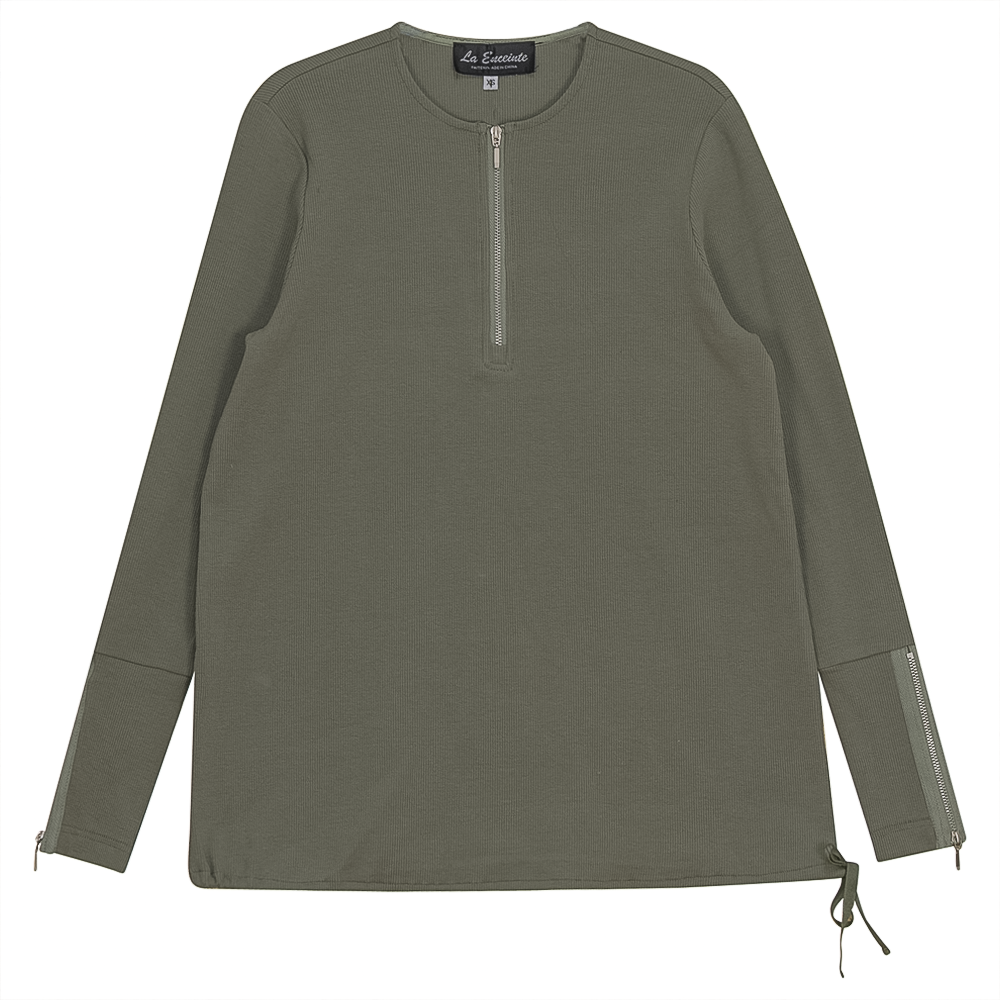 Ribbed Henley Maternity Top Light Olive