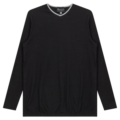 Ribbed Maternty V-Neck Bubble Top Black White