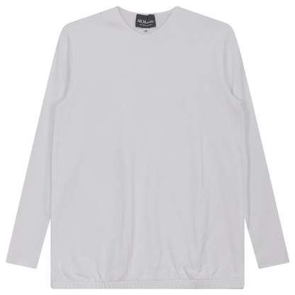 Ribbed Maternty V-Neck Bubble Top White