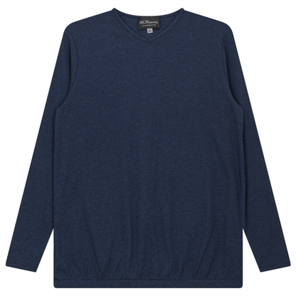 Ribbed Maternty V-Neck Bubble Top Denim