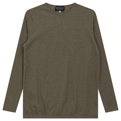 Ribbed Maternty V-Neck Bubble Top Stone