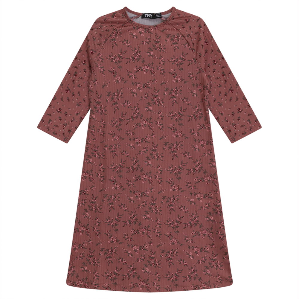 Floral Print Swim Dress Dark Pink