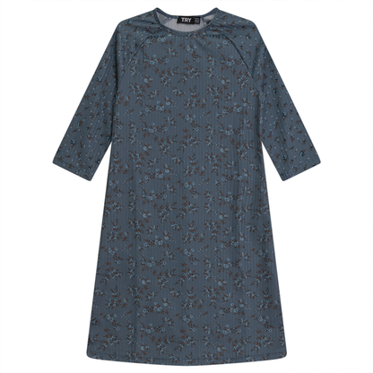 Floral Print Swim Dress Sky Blue