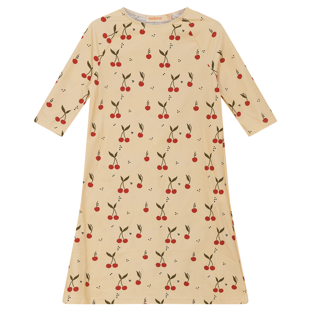 Cherry Print Swim Dress Pale Peach