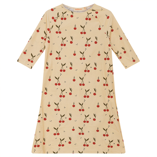 Cherry Print Swim Dress Pale Peach