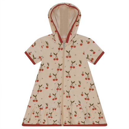 Cherry Print Terry Dress Pale Peach