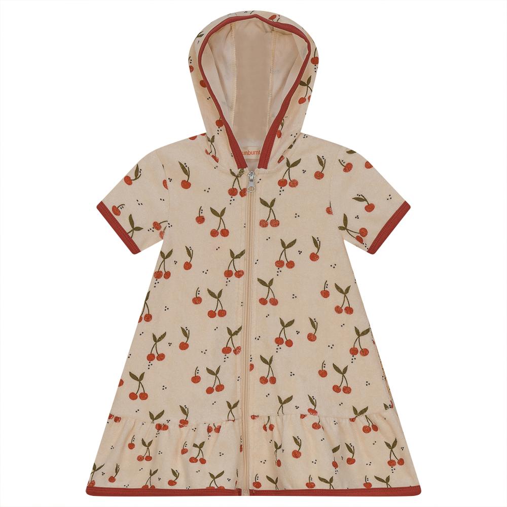 Cherry Print Terry Dress Pale Peach