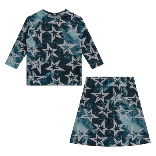 Tie Dye Swim 2PC Set Teal