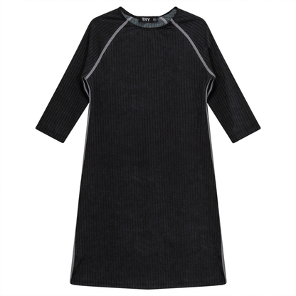 Rib Spandex Swim Dress Grey Wash