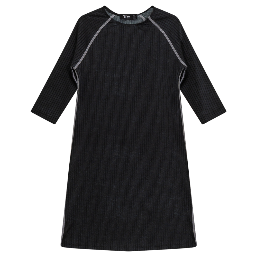 Rib Spandex Swim Dress Grey Wash