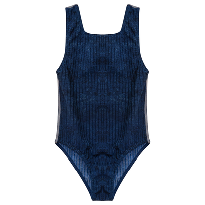 Rib Spandex Swimsuit Denim Wash