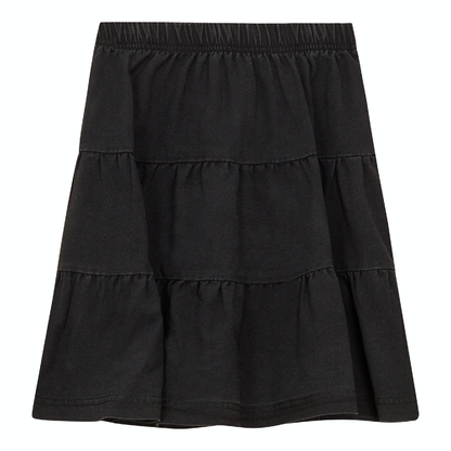 Denim Short Tiered Skirt Black