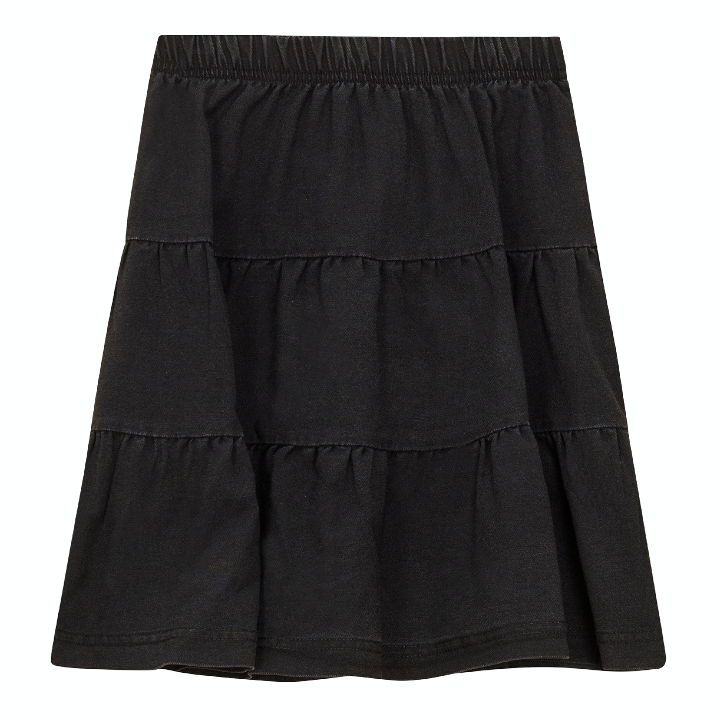 Denim Short Tiered Skirt Black