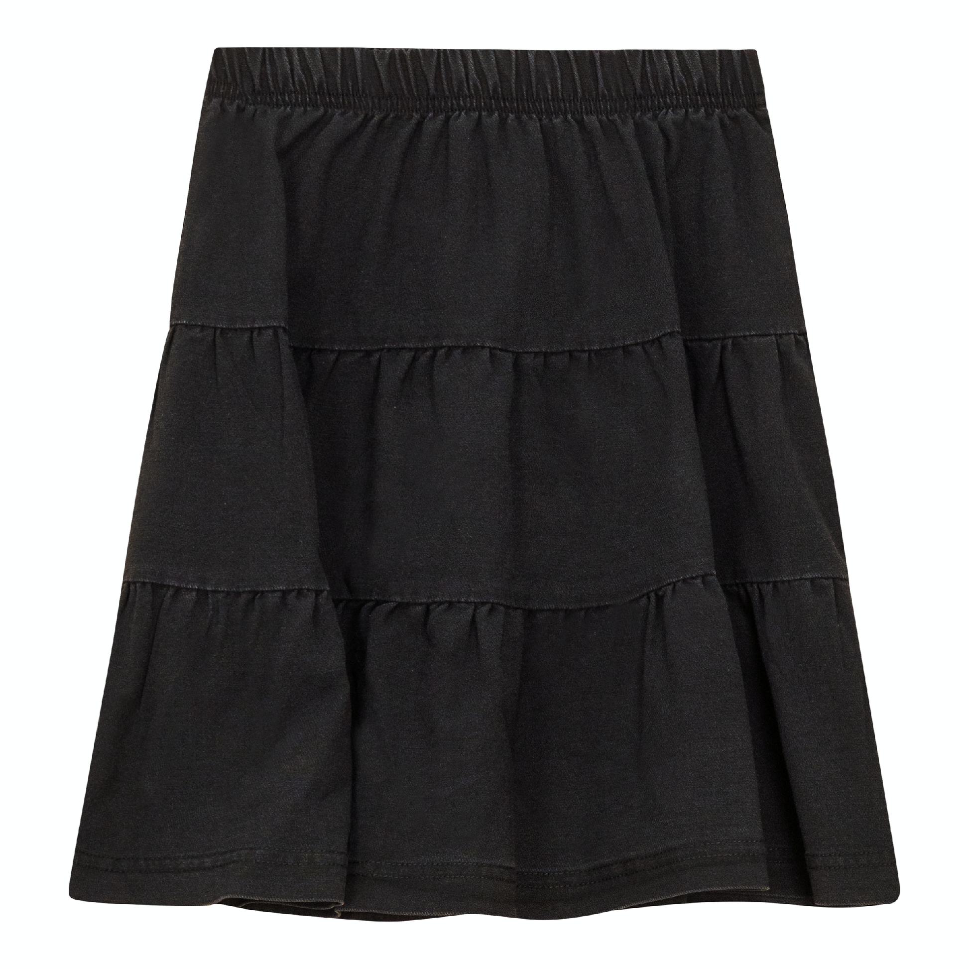 Denim Short Tiered Skirt Black