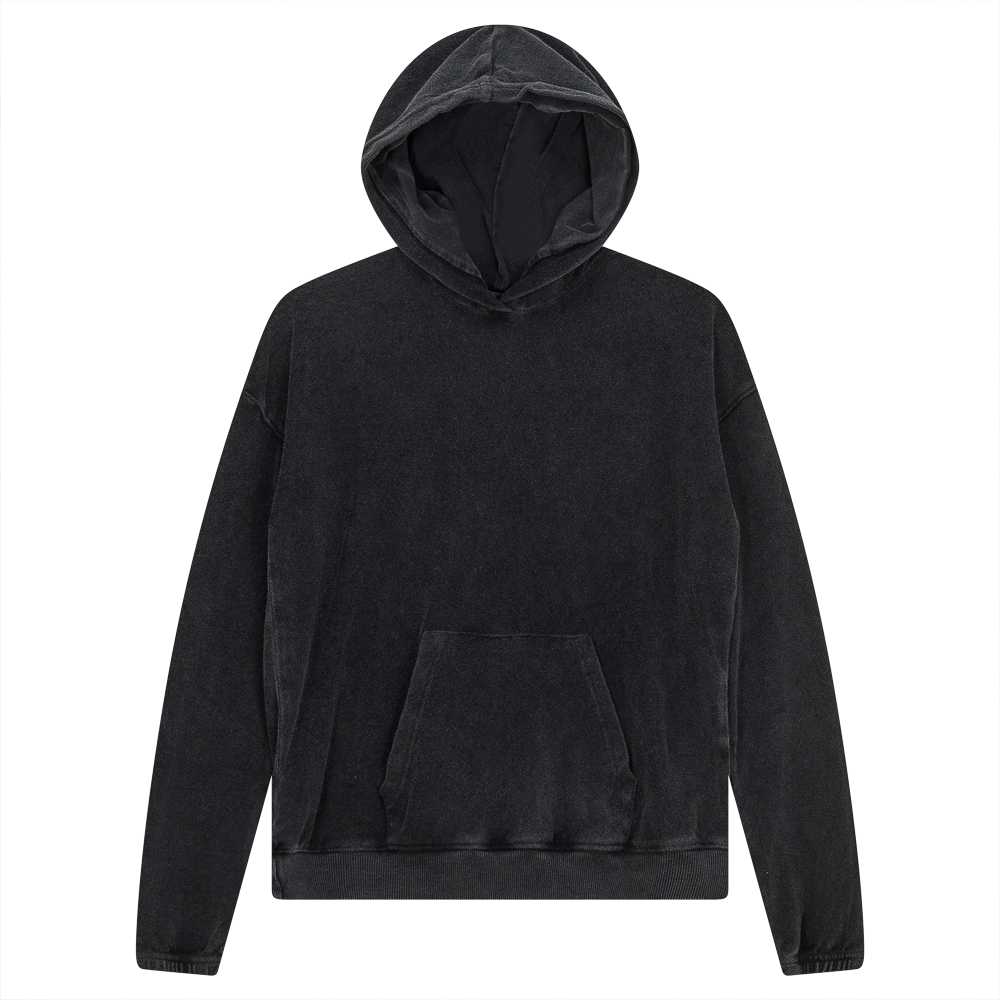 Distressed Terry 2PC Set Black Wash