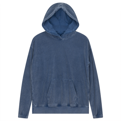 Distressed Terry 2PC Set Denim Wash