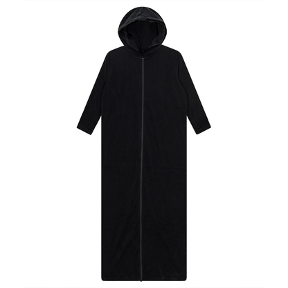 Oversized Terry Midi Robe Black