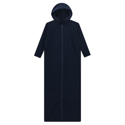 Oversized Terry Midi Robe Dark Denim