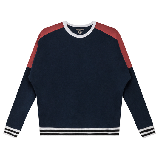 Color Blocked Top Dark Denim Russet