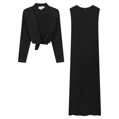 Bolero Midi Shirt Dress Black