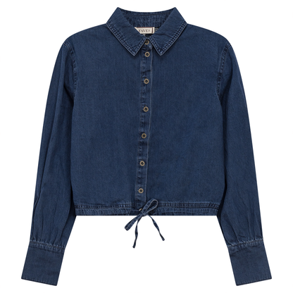 Denim Henley Bungee Top Denim Washed