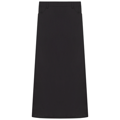 A-Line Detailed Maxi Skirt Black Denim