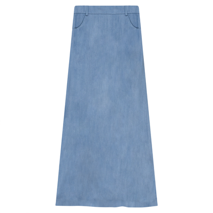 A-Line Detailed Maxi Skirt Light Denim