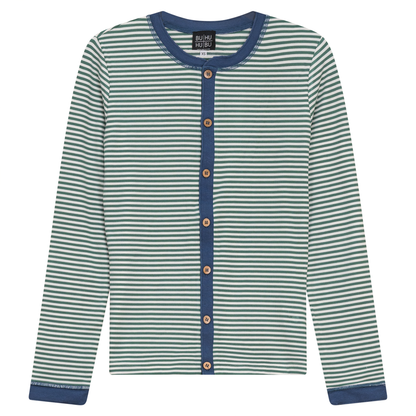 Stripped Ribbed Contrast Top Mint White