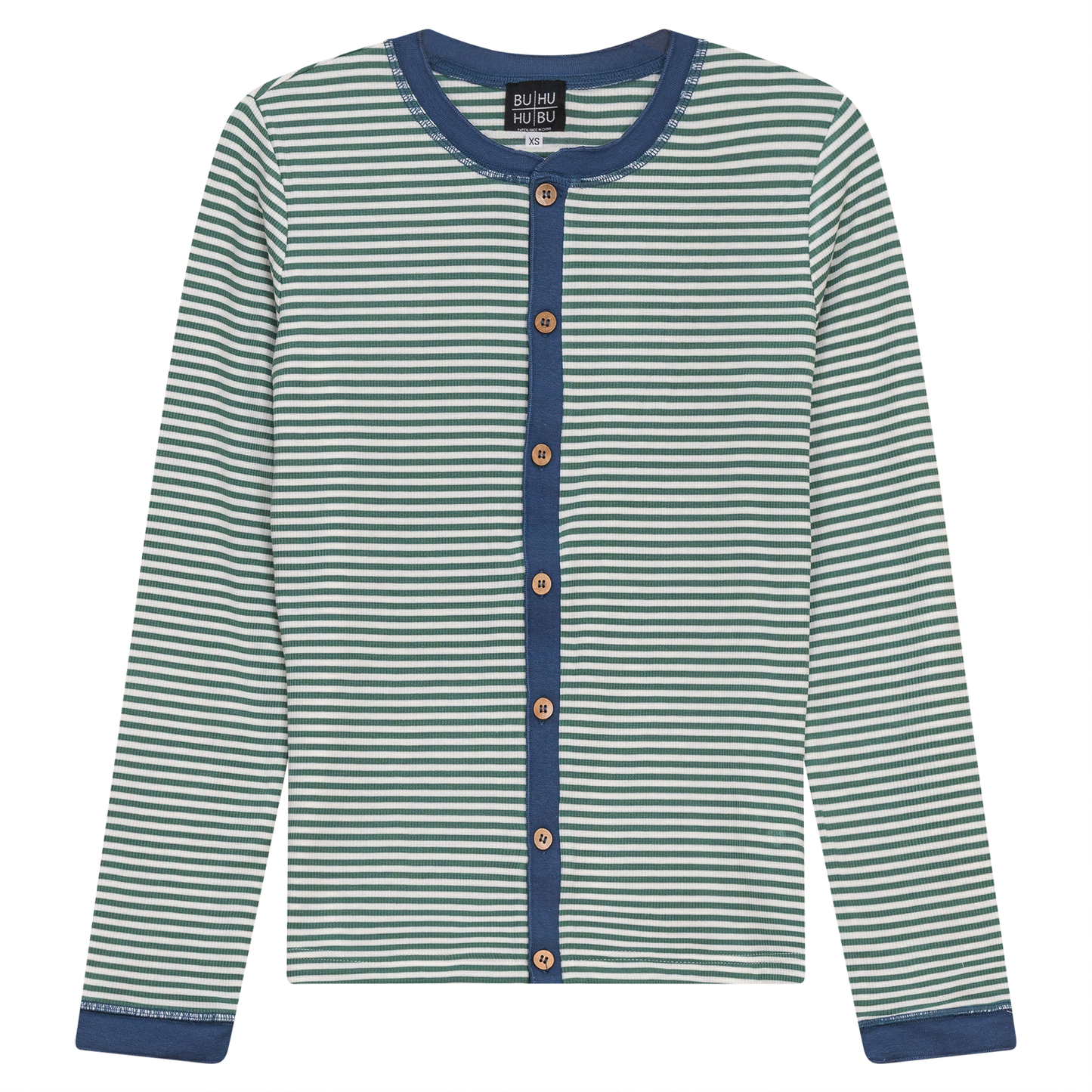 Stripped Ribbed Contrast Top Mint White