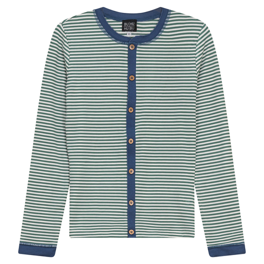 Stripped Ribbed Contrast Top Mint White