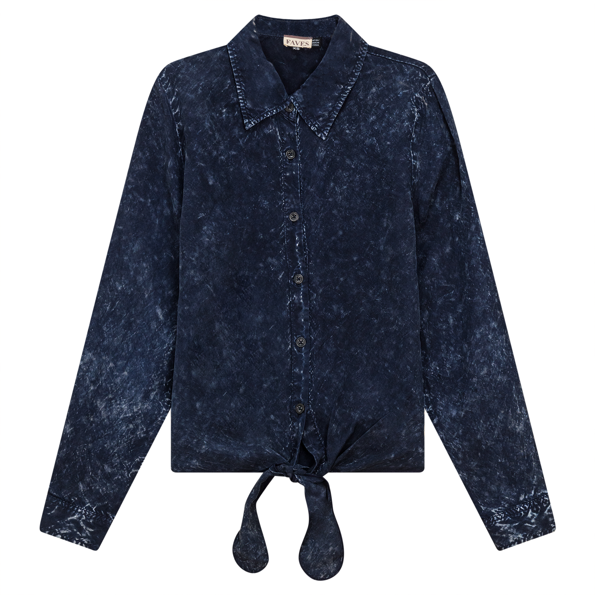 Wash Denim Tie Blouse