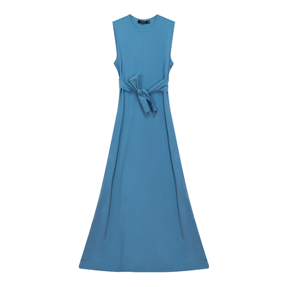 A Line Crew Neck Maxi Jumper Dress Light Denim