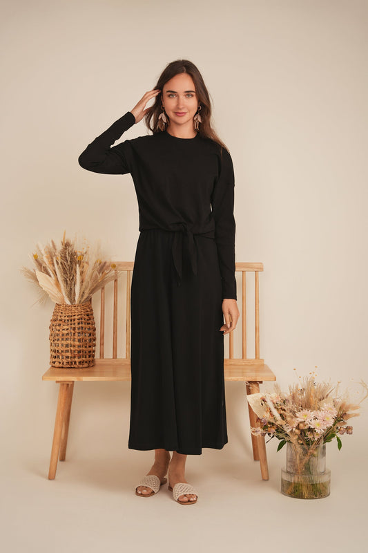 A Line Crew Neck Maxi Jumper Dress
