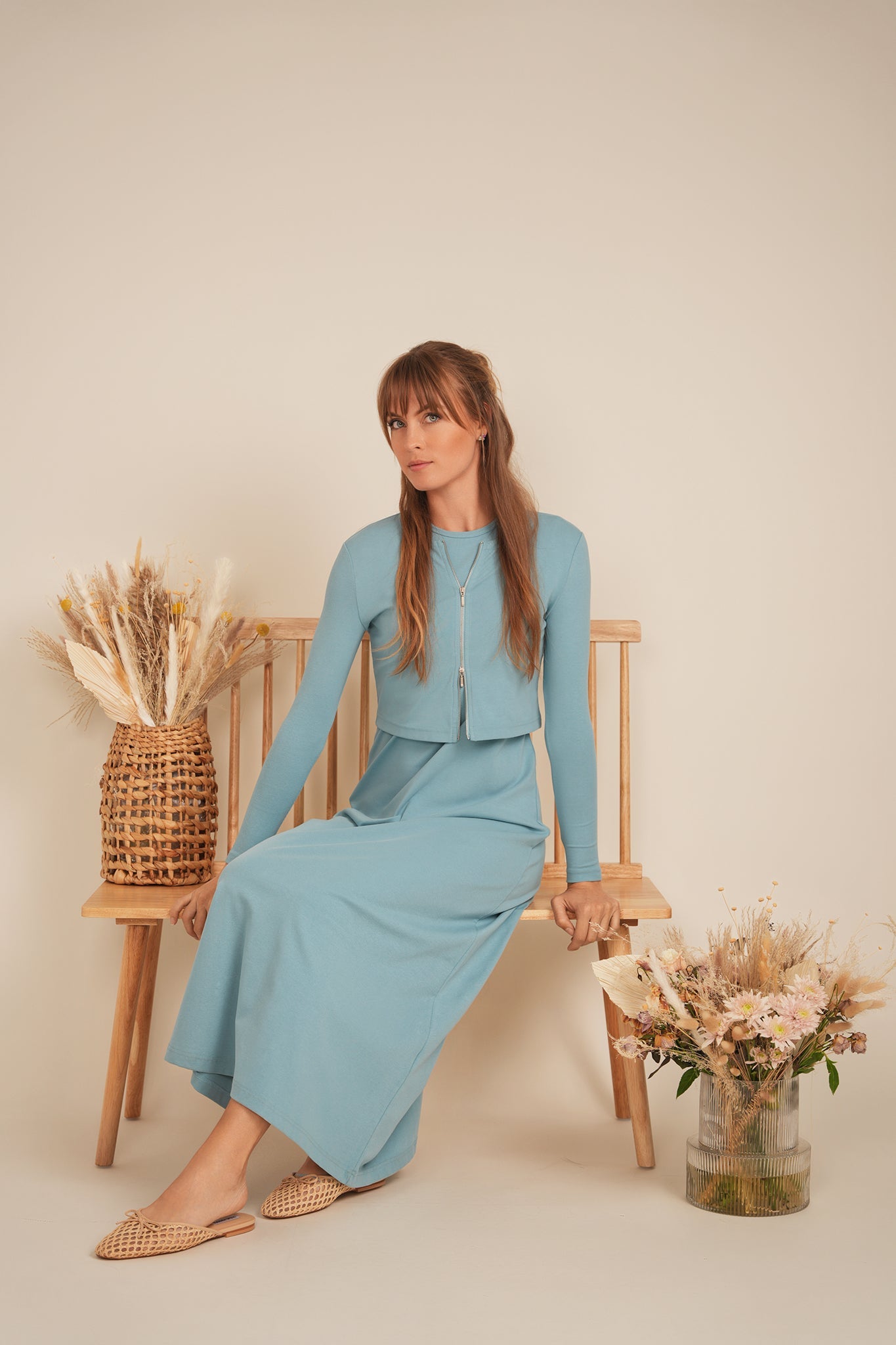 A Line Crew Neck Maxi Jumper Dress