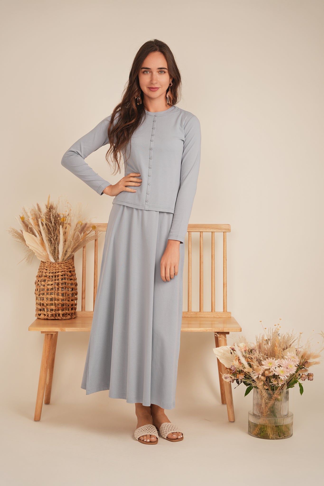 A Line Crew Neck Maxi Jumper Dress