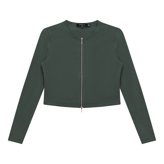 Cropped Zip Bomber Top