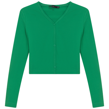 Cropped V-Neck Cardigan Apple