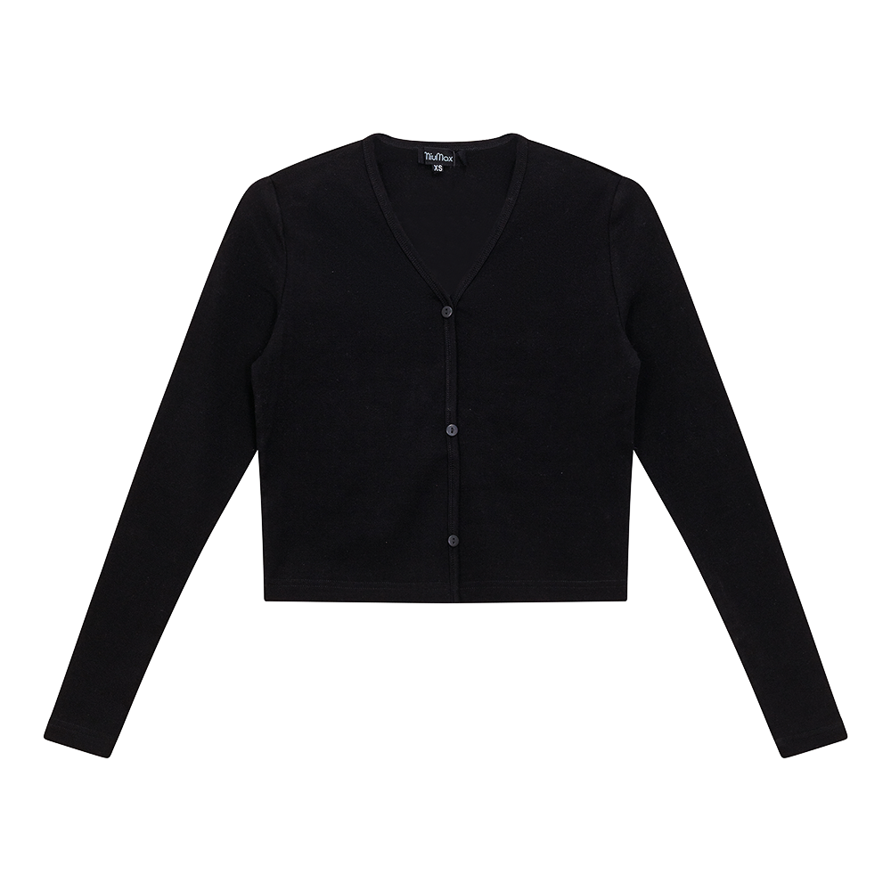 Cropped V-Neck Cardigan Black