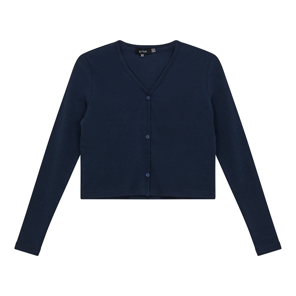 Cropped V-Neck Cardigan Dark Denim