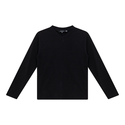 V Neck Raglan Top Black