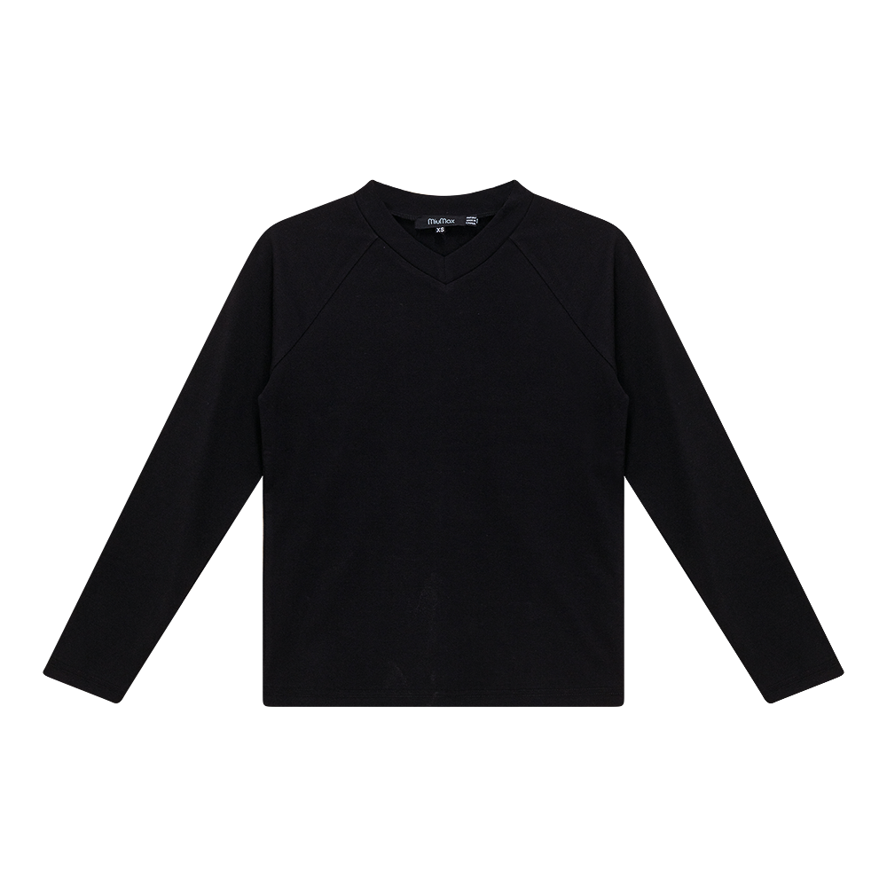 V Neck Raglan Top Black