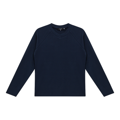 V Neck Raglan Top Dark Denim
